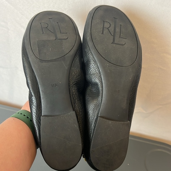 Ralph Lauren Black Leather Ballet Flats with Gold Accents size 11 - Picture 8 of 11